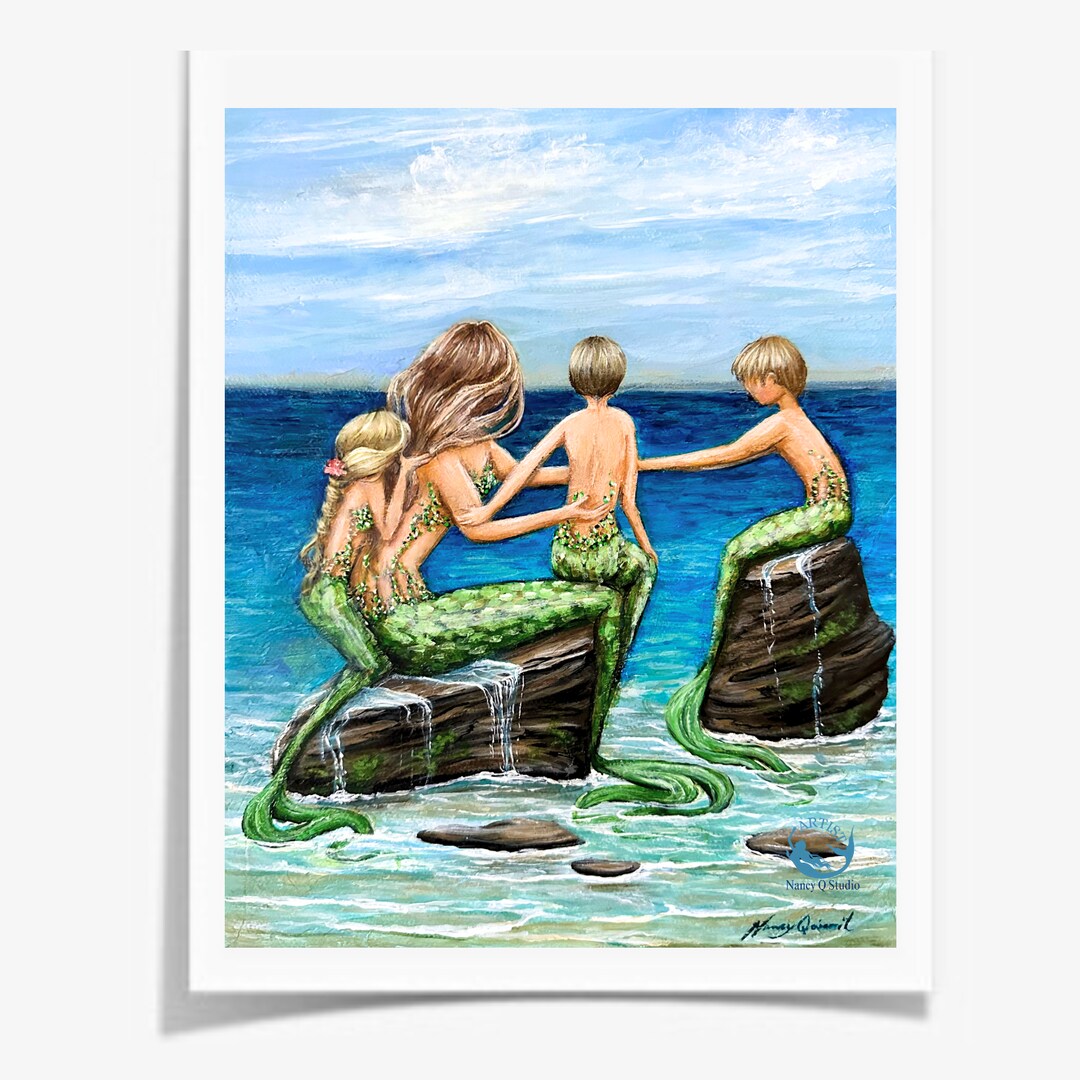 copy-mother-two-daughters-mermaid-wall-art-print-made-from-painting-makerplace-by-michaels for Free Printable Mermaid Wall Art Copy-Mother two daughters mermaid wall art print made from painting | MakerPlace by Michaels for Free Printable Mermaid Wall Art